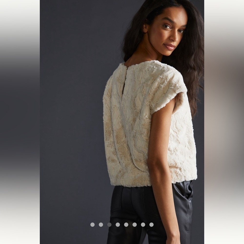 Anthropologie NWT Maeve Faux Fur Tee Size L - Picture 5 of 15